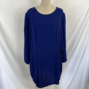 Niche Nilgun Derman Size XL Blue Rayon Blend Long Sleeve Dress NEW